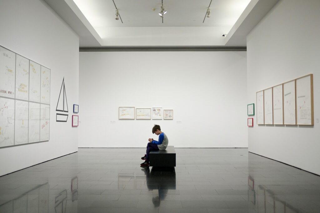 Young boy busy in isolation