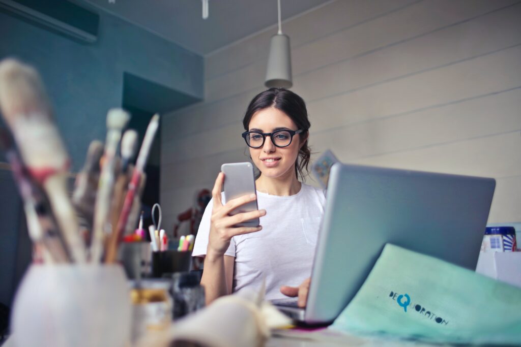 Lady checking her phone