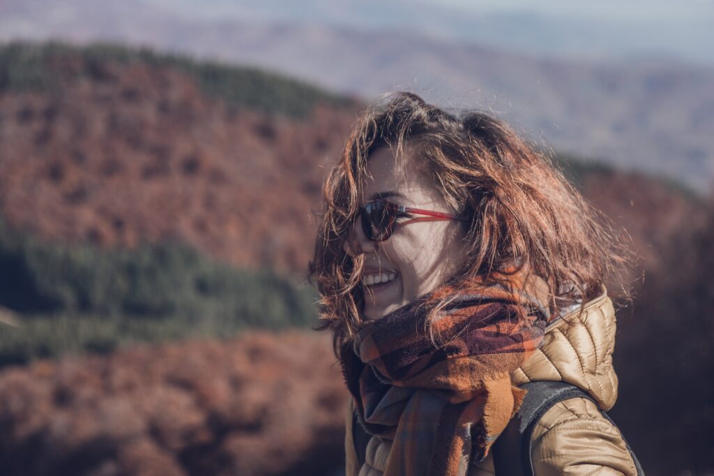 Smiling lady on glasses