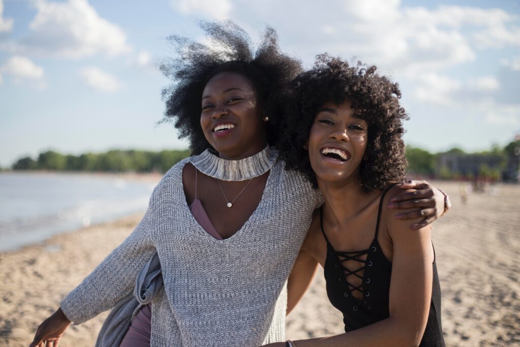 Two ladies by the lake