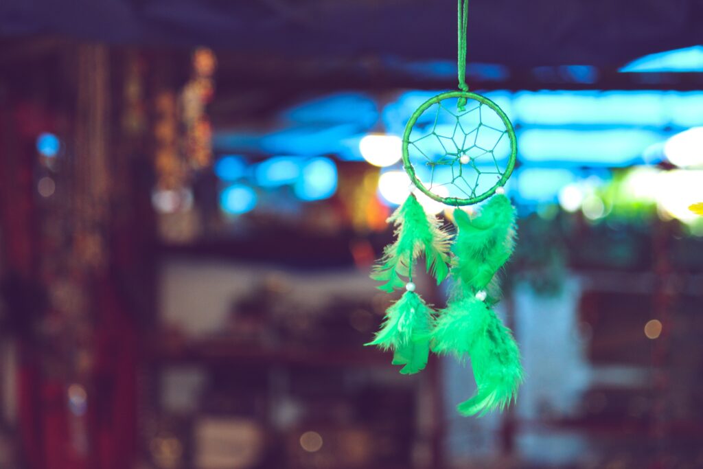 Green feather decor