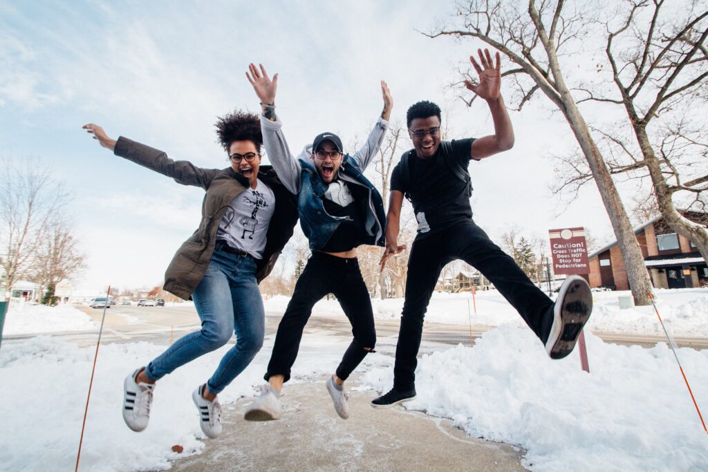 Jumping on snow